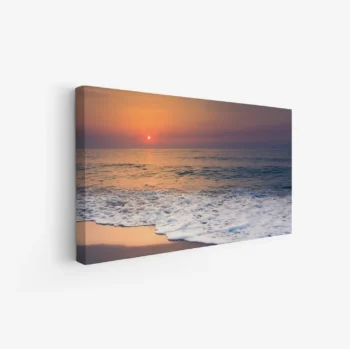 لوحات مناظر طبيعية لغروب الشمس على البحر بألوان دافئة وهادئة، جو مريح ومليء بالسكينة. لوحات فنية عصرية، لوحات جدارية للمنزل، لوحات أنيقة.