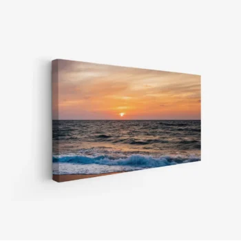 لوحات مناظر طبيعية لغروب الشمس فوق البحر بألوان دافئة وزرقة المياه، لوحات جدارية أنيقة، لوحات فخمة.