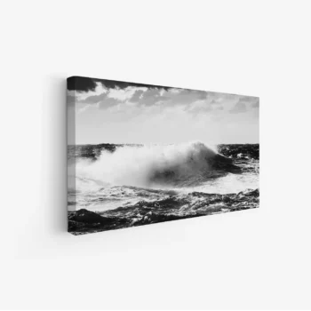 لوحات مناظر طبيعية تعكس أمواج البحر المتلاطمة بألوان الأبيض والأسود، جو هادئ ومهيب. لوحات فنية عصرية، لوحات جدارية للمنزل، لوحات أنيقة.