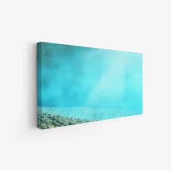 لوحات مناظر طبيعية تعكس عمق البحر بألوان زرقاء هادئة مع شعاع ضوء، لوحات جدارية أنيقة، لوحات فخمة.