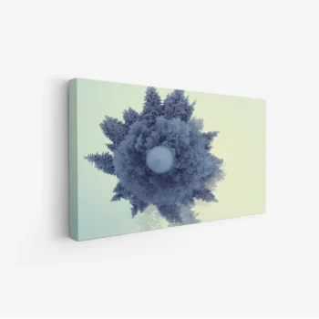 لوحة غابات بألوان زرقاء وبيضاء تعكس جمال الطبيعة في أجواء هادئة، لوحات طبيعة، لوحات كانفاس.