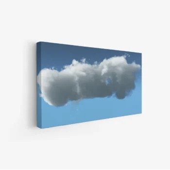 لوحة سحاب بيضاء تتوسط سماء زرقاء صافية، تعكس إحساس الهدوء والسكينة، لوحات طبيعة، لوحات كانفاس.