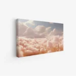 لوحة طبيعة هادئة مع سحب وردية وأرض ذهبية تعكس شعور السكون والهدوء، لوحات طبيعة، لوحات كانفاس.