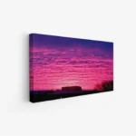 لوحة منظر ليلي بألوان وردية وزرقاء ساحرة تعكس أجواء هادئة، لوحات طبيعة، لوحات كانفاس.