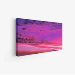 لوحة منظر ليلي بألوان وردية وزرقاء ساحرة تعكس جمال الغروب، لوحات طبيعة، لوحات كانفاس.