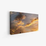 لوحة منظر ليلي بألوان دافئة وسحب متلألئة تعكس جمال الغروب، لوحات مناظر طبيعية، لوحات كانفاس.