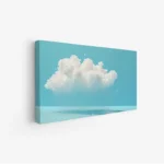 لوحة طبيعة هادئة تتضمن سحابة بيضاء فوق مياه زرقاء صافية، تعكس أجواء هادئة ومريحة، لوحات طبيعة، لوحات كانفاس.