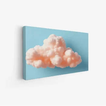 لوحة سحاب وردي على خلفية زرقاء تمنح شعورًا بالهدوء والسكينة، لوحات فنية مودرن، لوحات كانفاس.