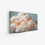 لوحة غيوم ناعمة بألوان بيضاء مع لمسات برتقالية، تعكس شعور الهدوء والسكينة، لوحات فن عصري، لوحات كانفاس.