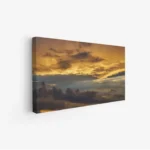 لوحة منظر ليلي بألوان دافئة من الغيوم والسماء، تعكس أجواء هادئة وساحرة، لوحات طبيعة، لوحات كانفاس.