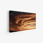 لوحة منظر ليلي بألوان دافئة من الغيوم المتداخلة مع السماء، تعكس جوًا من السكون والجمال، لوحات طبيعة، لوحات كانفاس.