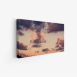 لوحة منظر ليلي بألوان دافئة وسحب متباينة تعكس جمال الغسق، لوحات طبيعة، لوحات كانفاس أنيقة.
