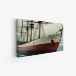 لوحة بحرية لسفينة تاريخية بألوان دافئة وجو هادئ، تعكس جمال البحر والسماء، لوحات جدارية، لوحات كانفاس.