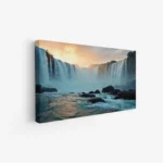 لوحات مناظر طبيعية لشلالات مائية محاطة بالجبال، ألوان زرقاء وبيضاء، جو هادئ ومريح. لوحات فنية عصرية، لوحات جدارية للمنزل، لوحات أنيقة.