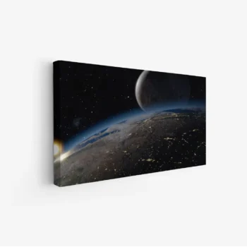 لوحة فضاء مذهل تظهر كوكب الأرض مع نجوم متلألئة وألوان داكنة، مناظر طبيعية، لوحات فنية عصرية، لوحات جدارية للمنزل، لوحات أنيقة.