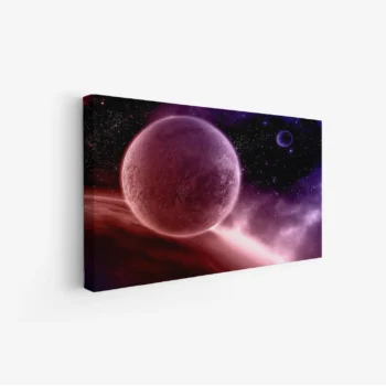 لوحة فضاء كوني بألوان بنفسجية وزهرية مع كواكب ونجوم متلألئة، مناظر طبيعية، لوحات فنية عصرية، لوحات جدارية للمنزل، لوحات أنيقة.