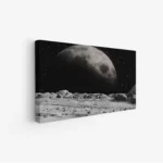 لوحة جبال القمر بلون رمادي داكن مع تفاصيل صخرية واضحة، أجواء غامضة وهادئة، مناظر طبيعية، لوحات فنية عصرية، لوحات جدارية للمنزل.