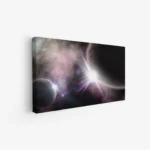 لوحة فضاء مدهش بألوان داكنة وزاهية مع كواكب وأضواء ساطعة، مناظر طبيعية، لوحات فنية عصرية، لوحات جدارية للمنزل.