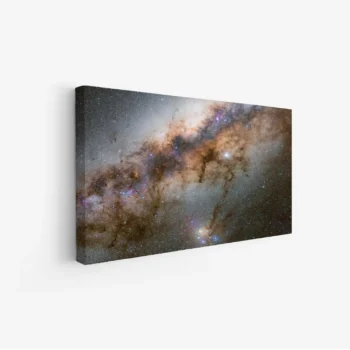 لوحة فضاء مليئة بالنجوم بألوان زرقاء وبنية، تعكس عمق الكون، مناظر طبيعية، لوحات فنية عصرية، لوحات جدارية للمنزل.