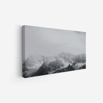 لوحة جبال - مشهد جبلي - ألوان رمادية - ضبابي - لوحات طبيعة - لوحات كانفاس