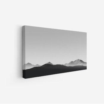 لوحة جبال - مشهد جبلي - تدرجات رمادية - هادئ - لوحات طبيعة - لوحات كانفاس