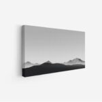 لوحة جبال - مشهد جبلي - تدرجات رمادية - هادئ - لوحات طبيعة - لوحات كانفاس