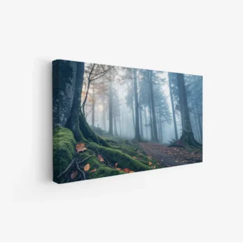 لوحة غابات - أشجار ضبابية - ألوان هادئة - غامض - لوحات طبيعة - لوحات كانفاس