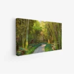 لوحة غابات - طريق بين الأشجار - ألوان خضراء زاهية - هادئ - لوحات طبيعة - لوحات كانفاس
