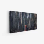 لوحة غابات - أعمدة خيزران - ألوان داكنة - هادئ - لوحات طبيعة - لوحات كانفاس