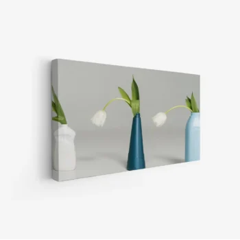 لوحة زهور - زهور في مزهريات - ألوان هادئة - مريح - لوحات فنية مودرن - لوحات كانفاس