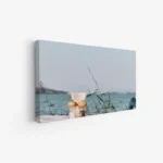 لوحة شاطئ - زجاجات ملح وفلفل - سماء زرقاء - هادئ - لوحات طبيعة - لوحات كانفاس