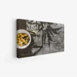 لوحة طعام - وعاء زيتون - ألوان دافئة - هادئ - لوحات جدارية - لوحات كانفاس