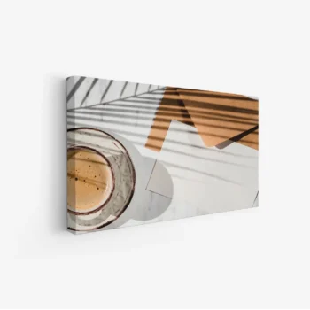 لوحة طبيعة هادئة - كوب قهوة - ظلال خفيفة - دافئ - لوحات فن عصري - لوحات كانفاس