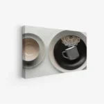 لوحة طعام - أطباق وكوب - ألوان محايدة - هادئ - لوحات فنية مودرن - لوحات كانفاس، لوحات جدارية