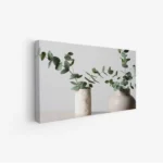 لوحة طبيعة هادئة - فازات نباتات - خلفية بيضاء - هادئ - لوحات طبيعة - لوحات كانفاس