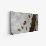 لوحة طعام - زجاجة زيت - خلفية رمادية - هادئ - لوحات جدارية - لوحات كانفاس