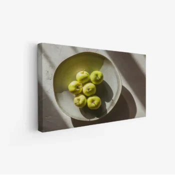 لوحة فواكه - تفاح أخضر - إضاءة طبيعية - هادئ - لوحات فنية مودرن - لوحات كانفاس