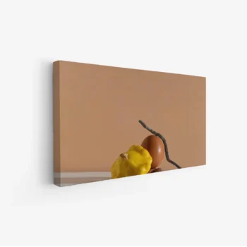 لوحة فواكه - كوسة وبيضة - خلفية دافئة - هادئ - لوحات فنية مودرن - لوحات كانفاس