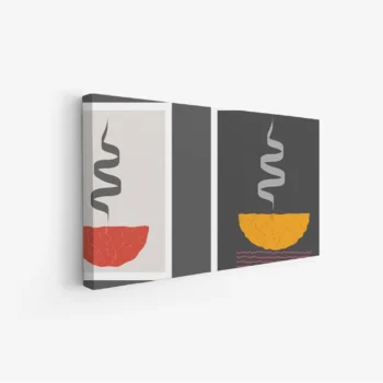 لوحة فن عصري - أشكال هندسية - ألوان دافئة - عصري - لوحات كانفاس - لوحات حائط