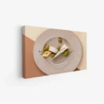 لوحة طعام - طبق جبن وزيتون - ألوان دافئة - مريح - لوحات فنية مودرن - لوحات كانفاس