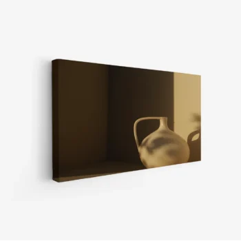 لوحة طبيعة هادئة - إناء خزفي - ألوان دافئة - هادئ - لوحات فنية مودرن - لوحات كانفاس