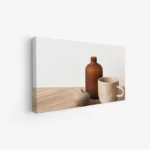 لوحة طبيعة هادئة - زجاجات وأكواب - ألوان دافئة - هادئ - لوحات فن عصري - لوحات كانفاس