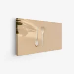 لوحة أدوات مطبخ - ملعقة وشوكة - خلفية بيج - دافئ - لوحات فن عصري - لوحات كانفاس