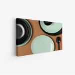 لوحة طعام - أطباق ملونة - خلفية بنية - عصرية - لوحات حائط - لوحات كانفاس