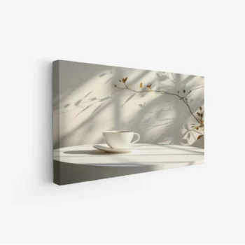 لوحة طبيعة هادئة - فنجان قهوة - ظلال ناعمة - هادئ - لوحات فن عصري - لوحات كانفاس