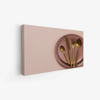 لوحة طعام - أدوات مائدة - ألوان هادئة - دافئ - لوحات فنية مودرن - لوحات كانفاس