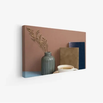 لوحة طبيعة هادئة - فازة مع زهور - ألوان دافئة - هادئ - لوحات طبيعة - لوحات كانفاس