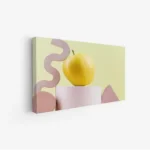لوحة فواكه - تفاحة صفراء - خلفية صفراء - مبهجة - لوحات فن عصري - لوحات كانفاس