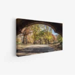 لوحة طبيعة هادئة - طريق تحت قوس - أشجار ملونة - هادئ - لوحات طبيعة - لوحات كانفاس