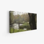 لوحة طبيعة هادئة - جسر خشبي - ألوان دافئة - هادئ - لوحات طبيعة - لوحات كانفاس